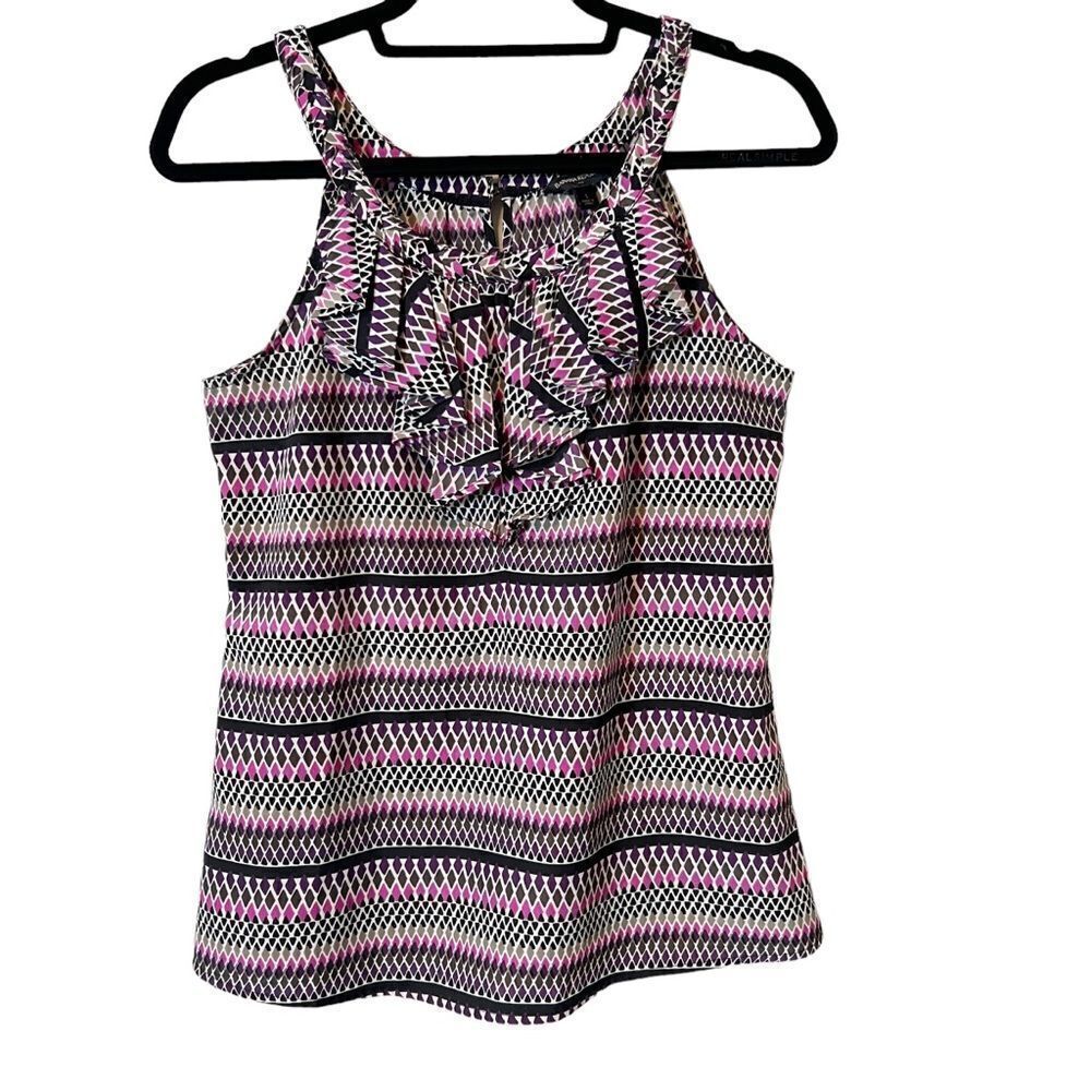 Banana Republic Sleeveless Tribal Print Ruffle Blouse Size Small